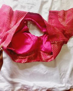 Pink Brocade Saree Blouse