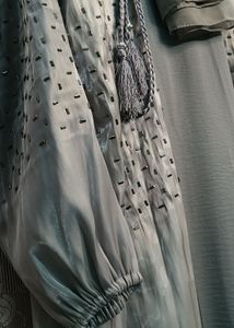 ✨ Title: Elegant Grey Embellished Abaya Set
