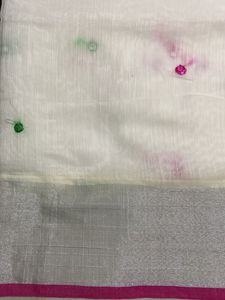 White Mirror Work Saree