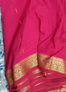 Pink Saree with Golden Border