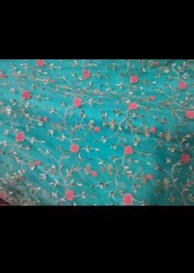 Turquoise and Red Anarkali Dress