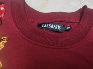 Sassafras Maroon Embellished Sweater