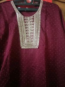 Elegant Maroon Embroidered Kurta