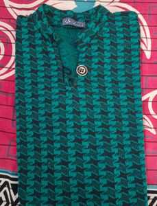 Dark Green + Black Woolen Kurta