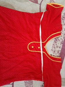 Red Printed Kurta