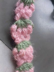 Handmade Pink Strawberry Crochet Flower Headband