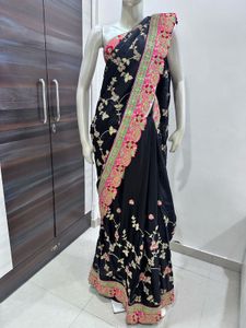 Black Embroidered Saree