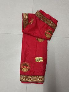 Red Embroidered Saree
