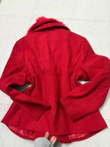 Red Faux Fur Collar Jacket🧑‍🎄❤️