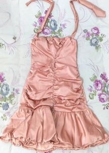 HALTER NECK CUT OUT RUCHED ALINE MINI DRESS