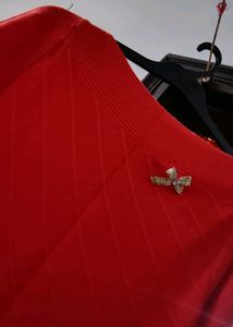 Red Knit Woolen Sweater For Women