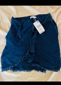 Mango Mini Wrap Skirt Soft Denim