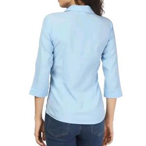 Light Blue 3/4 Sleeve Blouse