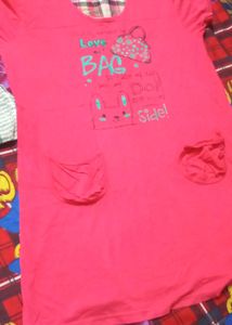 Cute Pink Graphic Tee Long Tshirt