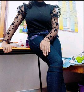 Embroidered Dark Wash Jeans