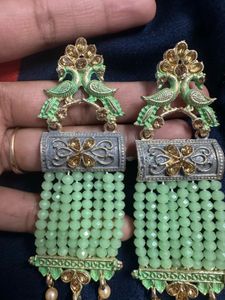 Unique Long Earring Light Green Colour