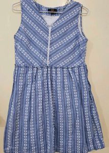 Zink London Blue Embroidery A-Line Dress