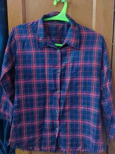 Women Checkerd Red Shirt
