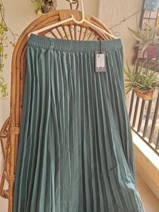 Green Pleated Skirt
