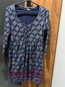 Navy Diamond Print Dress
