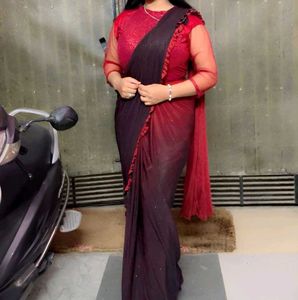 Elegant Red &amp; Black Saree