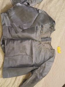 Grey Organza Saree