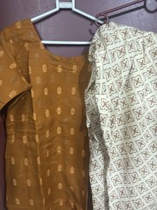 Brown Printed Kurta Set
