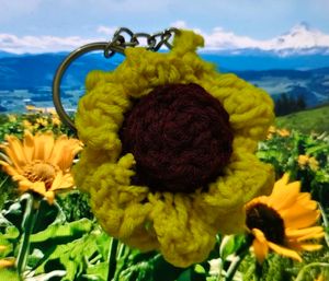 Selling Handmade Crochet Sunflower Keychain