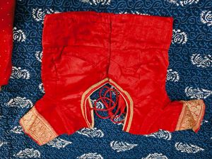 Red &amp; Gold Saree with Blouse