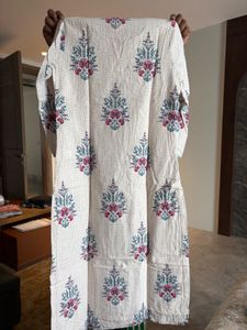 Biba Floral Print Kurti Set With Dupatta