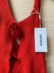 🍓✨Savana Red Halter Knit Top