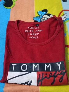 Red Colour Crop T-shirt For Women