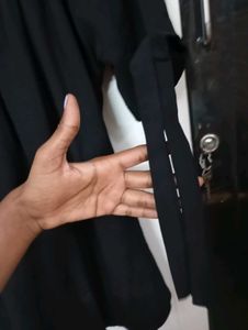 Black Off-the-Shoulder Tie Sleeve Top