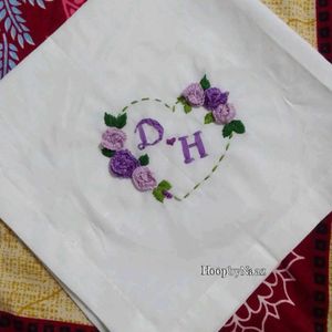 Couple Initial Embroidered Hankey