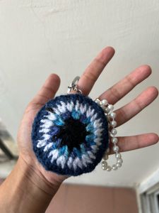 Handmade Crochet Evil Eye Keyring