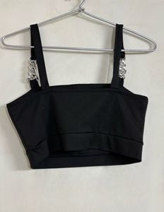 URBANIC black crop top with chain straps