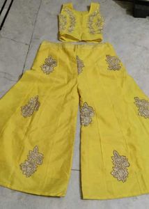 Embroidered Crop Top &amp; Palazzo Set