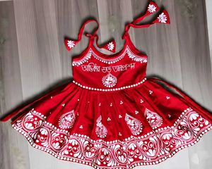 Traditional Baby Girl Hand Printed Frock