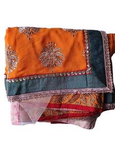 Elegant Orange Designer Saree with Heavy Border &