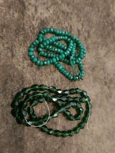 Green Faceted Glass Bead Strands