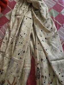 Hand-Painted Warli Art Fabric