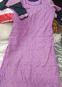 Purple And Black Shirt Nd Dupatta