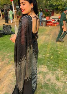 Black And Silver Sequence Saree
