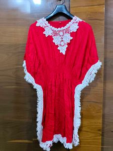 Red Lace Trim Caftan