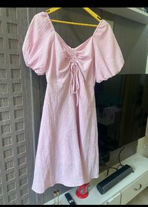 Pink Puff Sleeve Mini Dress