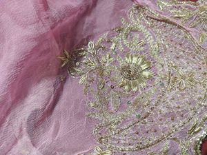 Pink dabka Embroidered Dress Material