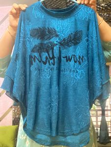 Kaftan Style Baggy Blue Printed Top