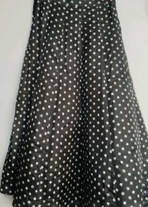 Black &amp; White Polka Dot Skirt From Old Saree