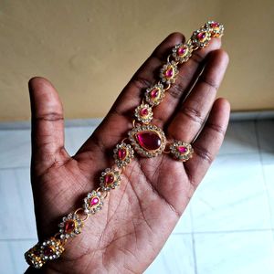 Elegant PINK And SILVER Stoned Jewellery Set