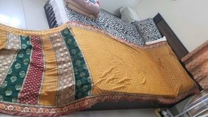 multicoloured benares georgette saree